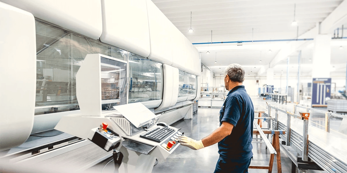 Operatør ved en produksjonslinje i Rensons fabrikk
